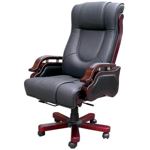 Ghế giám đốc cao cấp lưng liền, phối da và gỗ, chân xoay - GGDVP35
