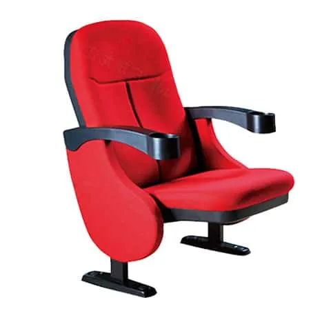 Ghế hội trường bọc nỉ đỏ tựa liền, chân sắt cố định, có tay để cốc - GHTVP06