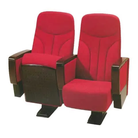 Ghế hội trường đôi bọc nỉ đỏ, tay ốp gỗ, vách ngăn lưng cao - GHTVP10