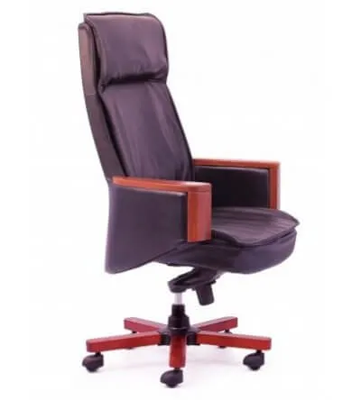 Ghế lãnh đạo cao cấp lưng liền, bọc da, chân xoay gỗ - GNVVP13