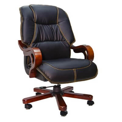 Ghế lãnh đạo cao cấp, phối da và gỗ, thiết kế cổ điển - GGDVP43
