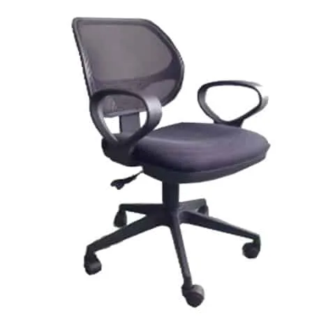 Ghế xoay bọc nỉ màu đen, tay vịn nhựa, thiết kế hiện đại - GNVVP08