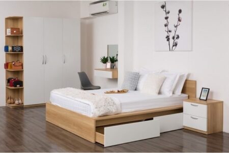 Giường Ngủ Đôi Gỗ MDF Có Hộc Kéo – GNVP27