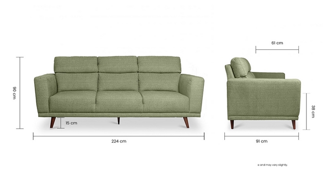 Ảnh 1: Minh họa kích thước ghế sofa 3 chỗ