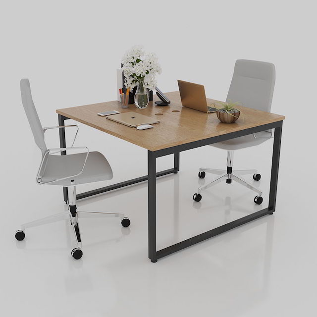 Cụm bàn làm việc 2 người bằng gỗ