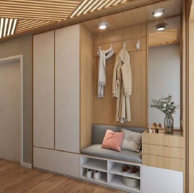 Top 66+ Mẫu Tủ Quần Áo Âm Tường Đẹp Nhất Năm 2023 11 Tủ quần áo kết hợp ghế sofa và bàn trang điểm tiện lợi