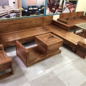Sofa góc gỗ hương xám