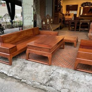 Sofa gỗ đỏ hiện đại chân cong