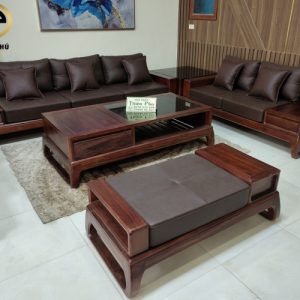 sofa gỗ hương xám chân chữ U