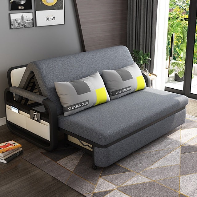 Thiết kế giường thông minh gấp gọn tạo thành ghế sofa thư giãn trong phòng ngủ 