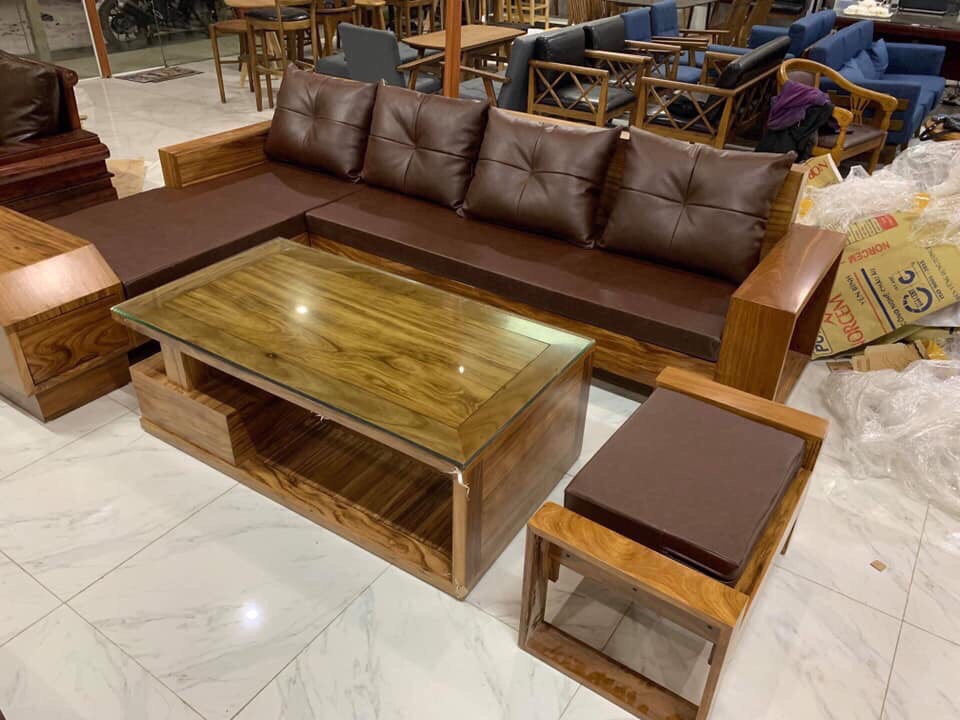 Sofa gỗ hương xám thiết kế hộp