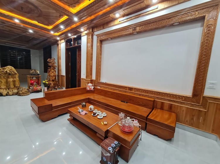 Bộc sofa góc được làm từ gỗ đỏ - SGVP13