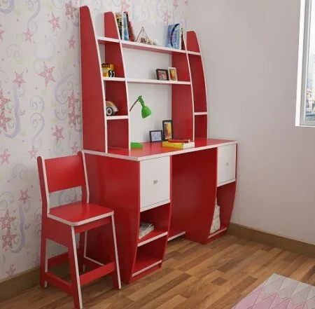 Bàn học màu đỏ nổi bật, nhiều ngăn để sách, phong cách hiện đại - BHSVP21