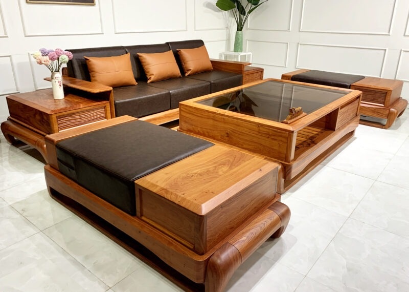 Sofa góc chữ U được làm từ chất liệu gỗ đỏ - SPGVP10