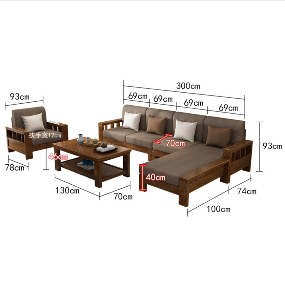 Lựa chọn kích thước sofa gỗ phù hợp với tổng thể không gian phòng khách