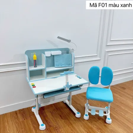 Bàn học chống gù cao cấp cho bé, có giá sách và đèn học tiện lợi - BGHSVP08