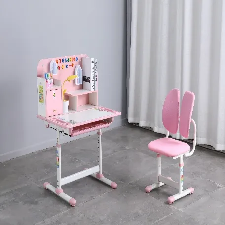 Bàn học chống gù cao cấp cho bé gái, có giá sách và đèn học tiện dụng - BGHSVP04