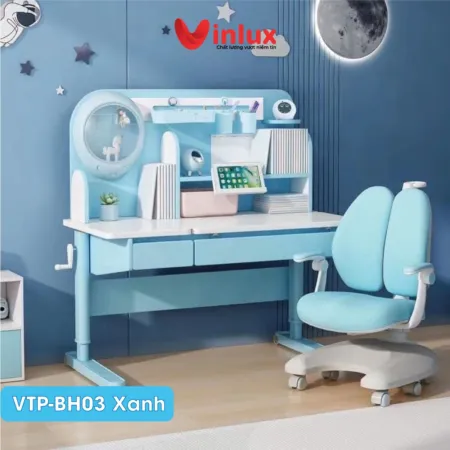 Bàn học thông minh VTP-BH03 xanh, nâng hạ độ cao, kèm ghế chống gù - BGHSVP11