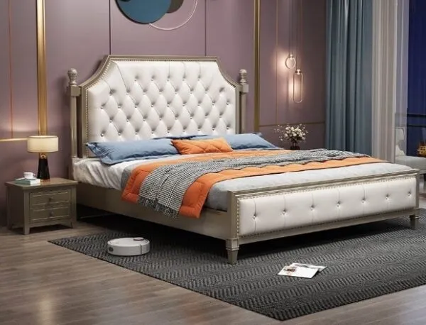 Giường ngủ bọc da cao cấp, đầu giường chần nút sang trọng - GNVP51