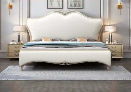 Giường ngủ bọc da mềm cao cấp, thiết kế bo cong đẳng cấp châu Âu - GNVP52