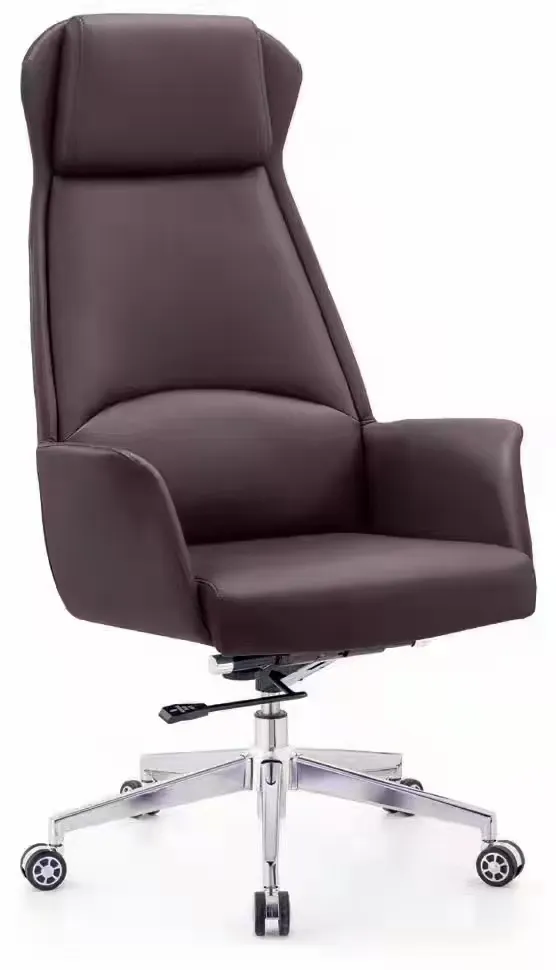 Ghế giám đốc lưng cao tay liền bọc da PU nâu - GGDVP34