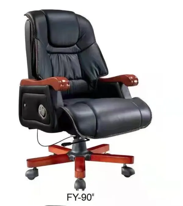 Ghế giám đốc lưng cao bọc da, chân xoay và tay vịn gỗ tự nhiên - GGDVP26