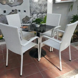 Bàn Ghế Cafe Giả Mây Baso Trắng - BGCVP03