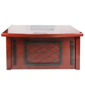Bàn Giám Đốc Yếm Đen Kẻ Sọc Chéo 1m6 - BGDVP05