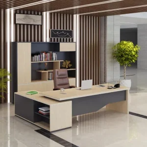 Bàn Giám Đốc Hiện Đại Yếm Lượn Tủ Phụ Ngoài 1m6 - BGDVP01