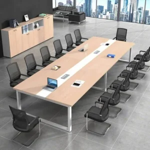 Bàn họp chữ nhật hiện đại sọc đen chân chữ U Gỗ Công Nghiệp MFC 3m6 - BHVP23