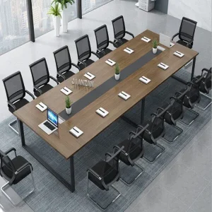 Bàn họp chữ nhật hiện đại sọc đen chân chữ U MFC 3m6 - BHVP24