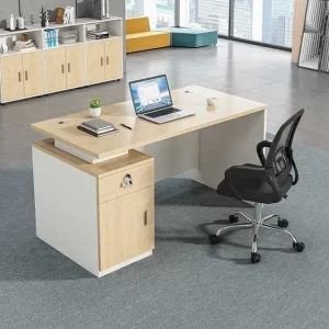 Bàn làm việc hiện đại tinh tế có kệ tủ gỗ MFC 1m2 - BLVGVP13