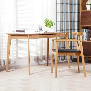 Bàn làm việc gỗ tự nhiên chân thon phong cách Bắc Âu MFC 1m2 - BLVGVP18