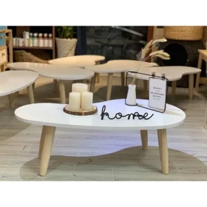 Bàn trà hạt đậu chân bàn tròn chất liệu gỗ MDF - BTVP53