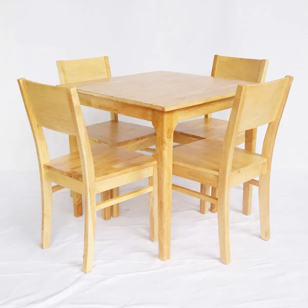 Bộ Bàn Ăn 4 Vuông Ghế Gỗ Cao Su Tự Nhiên - BGAVP03