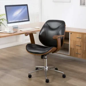 Ghế làm việc lưng liền bọc da, tay vịn và khung gỗ sang trọng - GXVP16
