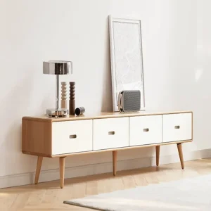 Kệ tivi gỗ MFC tự nhiên, thiết kế chân cao dáng Bắc Âu tối giản - KTVP06