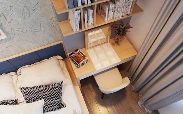 Bàn làm việc kê đầu giường giúp tiết kiệm không gian Bàn làm việc kê đầu giường giúp tiết kiệm không gian